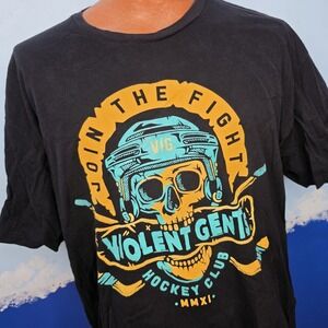 Violent Gentlemen Hellfire Hockey Club Men's T-Shirt Sz 2XL Logo Skull Graphic